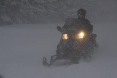 Snowmobile in the Snow